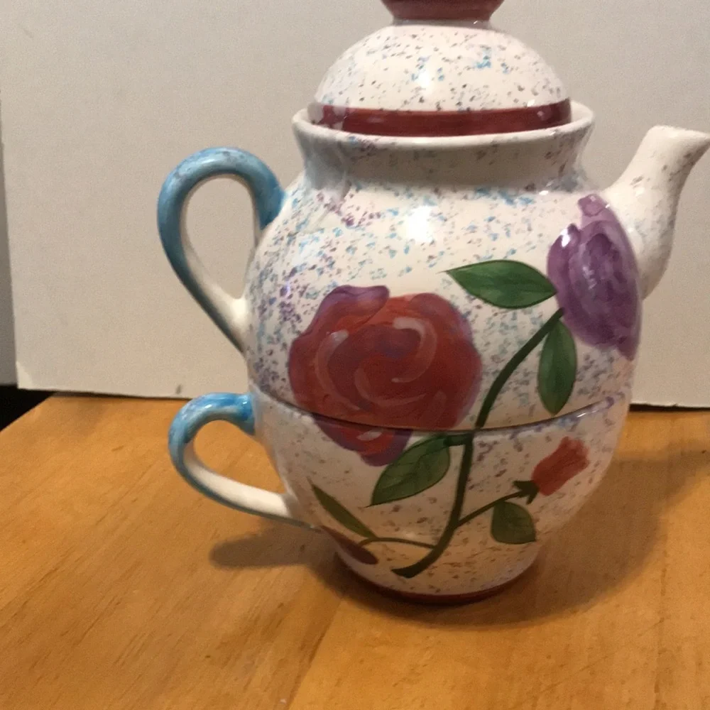 3 pc porcelain Tea for One  teapot n cup - Picture 4 of 9